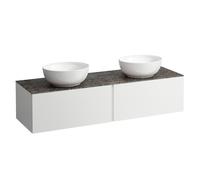 LAUFEN Il Bagno Alessi Élément à tiroirs, 1 trou pour robinet, plateau en pierre Marrone Naturale, découpe à droite/à gauche, 160x50x37cm, 2 tiroirs, H4323570979991, Couleur: multicolore