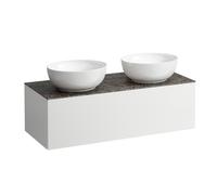 LAUFEN Il Bagno Alessi Élément à tiroirs, 1 trou pour robinet, plateau en pierre Marrone Naturale, découpe à droite/à gauche, 120x50x37cm, 1 tiroir, H4323180979991, Couleur: multicolore