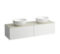 LAUFEN Il Bagno Alessi Élément à tiroirs, plateau en pierre Calce Avorio, découpe à droite/à gauche, 160x50x37cm, 2 tiroirs, H4313540979991, Couleur: multicolore