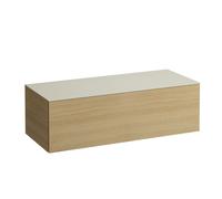 LAUFEN Il Bagno Alessi Élément à tiroirs, plateau en pierre Calce Avorio, sans découpe, 120x50x37cm, 1 tiroir, H4313000972501, Couleur: Chêne clair