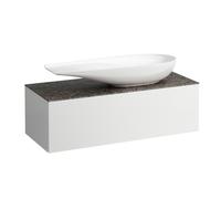 LAUFEN Il Bagno Alessi Élément à tiroirs, plateau en pierre Marrone Naturale, découpe à droite, 120x50x37cm, pour vasque de toilette H81897 4, H4323230979991, Couleur: multicolore