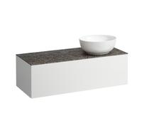 LAUFEN Il Bagno Alessi Élément à tiroirs, plateau en pierre Marrone Naturale, découpe à droite, 120x50x37cm, pour vasque de toilette H81897 5, H4323130979991, Couleur: multicolore