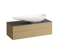 LAUFEN Il Bagno Alessi Élément à tiroirs, plateau en pierre Marrone Naturale, découpe à droite, 120x50x37cm, pour vasque de toilette H81897 4, H4323230972501, Couleur: Chêne clair