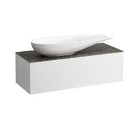LAUFEN Il Bagno Alessi Élément à tiroirs, plateau en pierre Marrone Naturale, découpe à gauche, 120x50x37cm, pour vasque de toilette H81897 4, H4323220979991, Couleur: multicolore