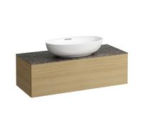LAUFEN Il Bagno Alessi Élément à tiroirs, plateau en pierre Marrone Naturale, découpe au centre, 120x50x37cm, 1 tiroir, H4323110972501, Couleur: Chêne clair