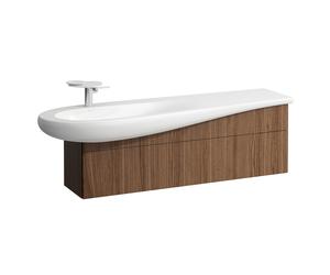 LAUFEN Il Bagno Alessi Meuble sous-lavabo, découpe du siphon à gauche, 1350x320x440mm, 1 tiroir, H4304510976301, Couleur: Noce Canaletto