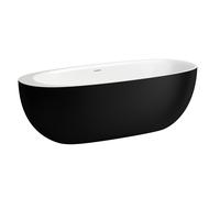 LAUFEN ILBAGNOALESSI Baignoire, en pose libre, en fonte minérale, 1850x800x440mm, H2209720650001, Couleur: noir à lextérieur, blanc à lintérieur