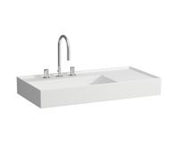 LAUFEN Kartell lavabo, 2 trous pour robinets, sans trop-plein, tablette à droite, 900x460mm, H8103387578151, Couleur: Neige (blanc mat)