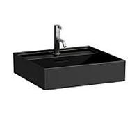 LAUFEN Kartell lavabo 8103320201041, 50x46cm, noir, avec trop-plein et trou pour robinet, céramique saphir