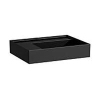 LAUFEN Kartell lavabo 8103350201121, 60x46cm, noir, étagère à gauche, sans trou pour robinet, céramique saphir