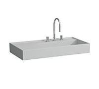 LAUFEN Kartell lavabo 8103397591111, 90x46cm, gris, étagère à gauche, 2000 trou de coulée, le saphir céramique