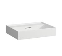 LAUFEN Kartell lavabo à poser sans trou pour robinetterie, avec trop-plein, partie inférieure polie, 600x460mm, H8163337571091, Couleur: Neige (blanc mat)