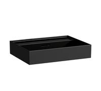 LAUFEN Kartell lavabo à poser sans trou pour robinetterie, avec trop-plein, partie inférieure polie, 600x460mm, H8163330201091, Couleur: Noir brillant
