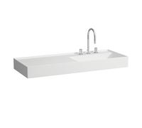 LAUFEN Kartell lavabo, encastré, tablette à gauche, 2 trous pour robinet, sans trop-plein, 1200x460mm, H8133337578151, Couleur: Neige (blanc mat)