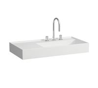 LAUFEN Kartell lavabo, encastré, tablette à gauche, 2 trous pour robinet, sans trop-plein, 900x460mm, H8103397578151, Couleur: Neige (blanc mat)