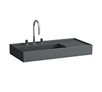 LAUFEN Kartell lavabo H8103387581111 90x46cm, étagère à droite, sans trop - plein, 2000 trou de coulée, le graphite mat