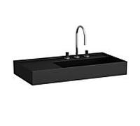 LAUFEN Kartell lavabo H8103397168151 90x46cm, étagère à gauche, sans trop-plein, 2 trous pour robinetterie, noir mat
