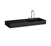 Laufen Kartell lavabo, encastré, tablette à gauche, 3 trous pour robinetterie, sans trop-plein, 1200x460mm, H813333, Coloris: Noir Mat - H8133337161581