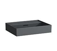 Laufen Lavabo Kartell 60 H8103337581091, à encastrer, sans trou robinet, trop-plein, Graphite mat