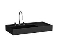 LAUFEN Kartell vasque H8103387168151 90x46cm, étagère à droite, sans trop-plein, 2 trous pour robinetterie, noir mat