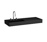 LAUFEN Kartell vasque H8133327168151 120x46cm, étagère à droite, sans trop-plein, 2 trous pour robinetterie, noir mat