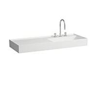 LAUFEN Kartell vasque H8133337571581 120x46cm, étagère à gauche, sans trop-plein, 3 trous pour robinetterie, blanc mat