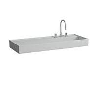 LAUFEN Kartell vasque H8133337598151 120x46cm, étagère à gauche, sans trop-plein, 2 trous pour robinetterie, gris mat