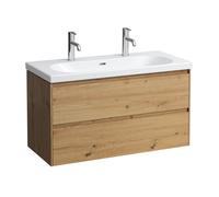 LAUFEN LANI Meuble avec plan vasque double LUA, 2 tiroirs, H8100894001071+H4035621122671,