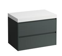 LAUFEN LANI Plan de lavabo blanc mat avec meuble sous-lavabo, sans découpe, 785x495x580mm, H4045501122661, Couleur: Trafic gris