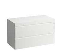 LAUFEN LANI Plan de lavabo blanc mat avec meuble sous-lavabo, sans découpe, 985x495x580mm, H4045601122611, Couleur: Blanc brillant