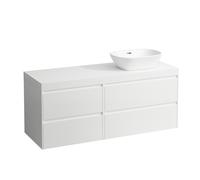 LAUFEN LANI Plan de lavabo blanc mat incl. meuble sous-lavabo, 1 découpe à droite, 1370x495x580mm, H4045831122611, Couleur: Blanc brillant