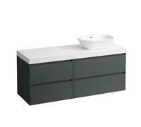 LAUFEN LANI Plan de lavabo blanc mat incl. meuble sous-lavabo, 1 découpe à droite, 1370x495x580mm, H4045831122661, Couleur: Trafic gris