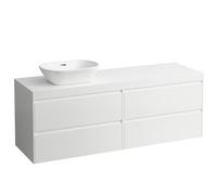 LAUFEN LANI Plan de lavabo blanc mat incl. meuble sous-lavabo, 1 découpe à gauche, 1570x495x580mm, H4045921122601, Couleur: Blanc mat