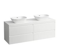 LAUFEN LANI Plan de lavabo blanc mat incl. meuble sous-lavabo, 1 découpe à gauche et à droite, 1570x495x580mm, H4045941122611, Couleur: Blanc brillant