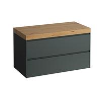 LAUFEN LANI Plan de lavabo chêne sauvage incl. meuble sous-lavabo, sans découpe, 985x495x580mm, H4065601122661, Couleur: Trafic gris
