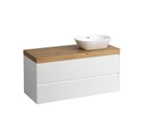 LAUFEN LANI Plan de toilette chêne sauvage incl. meuble sous-lavabo, 1 découpe à droite, 1185x495x580mm, H4065731122611, Couleur: Blanc brillant