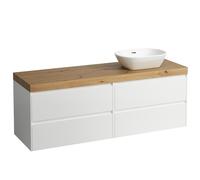LAUFEN LANI Plan de toilette chêne sauvage incl. meuble sous-lavabo, 1 découpe à droite, 1570x495x580mm, H4065931122611, Couleur: Blanc brillant