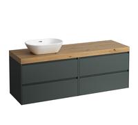 LAUFEN LANI Plan de toilette chêne sauvage incl. meuble sous-lavabo, 1 découpe à gauche, 1570x495x580mm, H4065921122661, Couleur: Trafic gris