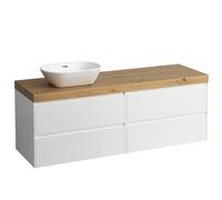 LAUFEN LANI Plan de toilette chêne sauvage incl. meuble sous-lavabo, 1 découpe à gauche, 1570x495x580mm, H4065921122601, Couleur: Blanc mat