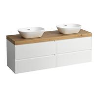 LAUFEN LANI Plan de toilette chêne sauvage incl. meuble sous-lavabo, 1 découpe à gauche et à droite, 1570x495x580mm, H4065941122611, Couleur: Blanc brillant