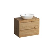 LAUFEN LANI Plan de toilette chêne sauvage incl. meuble sous-lavabo, 1 découpe au centre, 785x495x580mm, H4065511122671, Couleur: ChÃªne sauvage