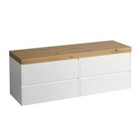 LAUFEN LANI Plan de toilette chêne sauvage incl. meuble sous-lavabo, sans découpe, 1570x495x580mm, H4065901122611, Couleur: Blanc brillant