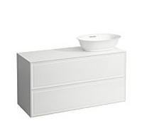 LAUFEN Le nouveau meuble à tiroirs / buffet H4060840856271 117,5x60x45,5cm, 2 tiroirs, découpe vasque à droite, gris signalisation
