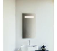 Miroir Leelo courant avec Ã©clairage LED horizontal intÃ©grÃ©, cadre en aluminium, 450 mm, version avec 1 interrupteur Ã capteur tactile - H4476129501441