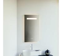 Miroir Leelo Run avec éclairage LED horizontal intégré, cadre en aluminium, 450 mm, version avec 3 interrupteurs à capteur tactile