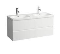Laufen Lavabo double Lua 120x46 cm encastré, blanc, avec trop-plein, sans trou pour robinet