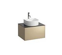 LAUFEN match0 Sonar tiroirs / buffet H4054050341401 57,5x34x45,5cm, découpe au milieu, avec trou pour robinet, or / Nero Marquina