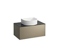 LAUFEN match0 Sonar tiroirs / buffet H4054110341421 77,5x34x45,5cm, découpe au milieu, titane / Nero Marquina