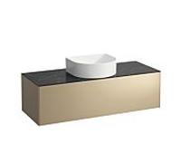 LAUFEN match0 Sonar tiroirs / buffet H4054210341401 117,5x34x45,5cm, découpe au milieu, or / Nero Marquina