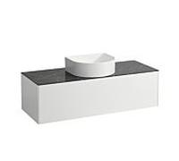 LAUFEN match0 Sonar tiroirs / buffet H4054210341431 117,5x34x45,5cm, découpe au milieu, blanc mat / Nero Marquina